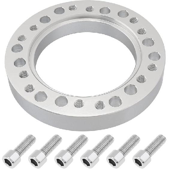 0.5" Steering Wheel Hub Adapter Conversion Spacer, Black Aluminium Alloy 12mm Steering Wheel Hub PCD Adapter Spacer for Momo for Nardi for OMP for