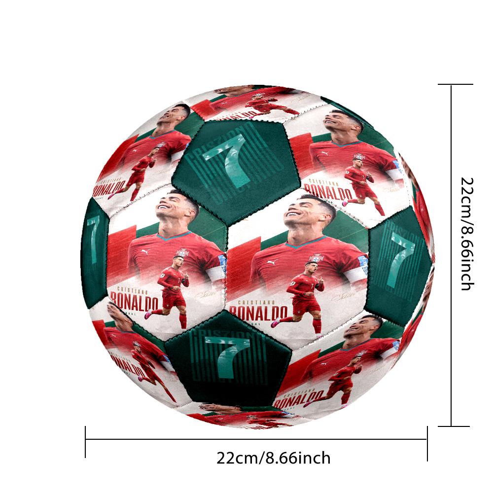 Ronaldo's Portugal Celebration Soccer Ball Size 5 Football Machine-Stitched Indoor/Outdoor Universal Football