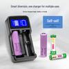 Zwei-Schlitz-LCD-Ladegerät für AA/AAA/18650 NiMH/Li-Ionen-Akkus, Automatischer Stopp bei vollständiger Ladung