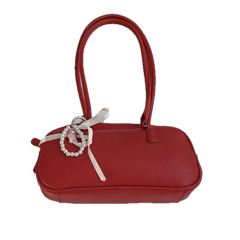 Niche texture portable bowling bag women's new fashion underarm bag simple and versatile shoulder bag