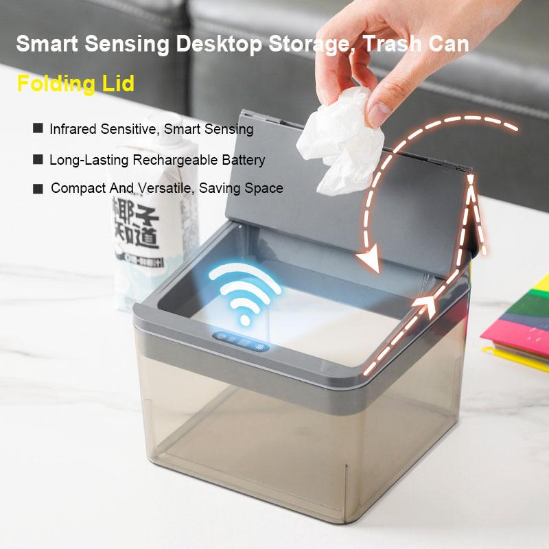 2024 New Desktop Smart Sensing Storage Box Automatically Open Transparent Appearance Suitable for Bedroom, Kitchen and Office