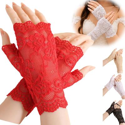 Half Finger Short Gloves Sunscreen Performance Gloves Fashion Lace Gloves  Wedding Accessories