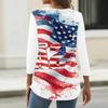 Women's Fashionable Casual Independence Day Flag and Stars Print Neck Three-Quarter Sleeve T-Shirt Top