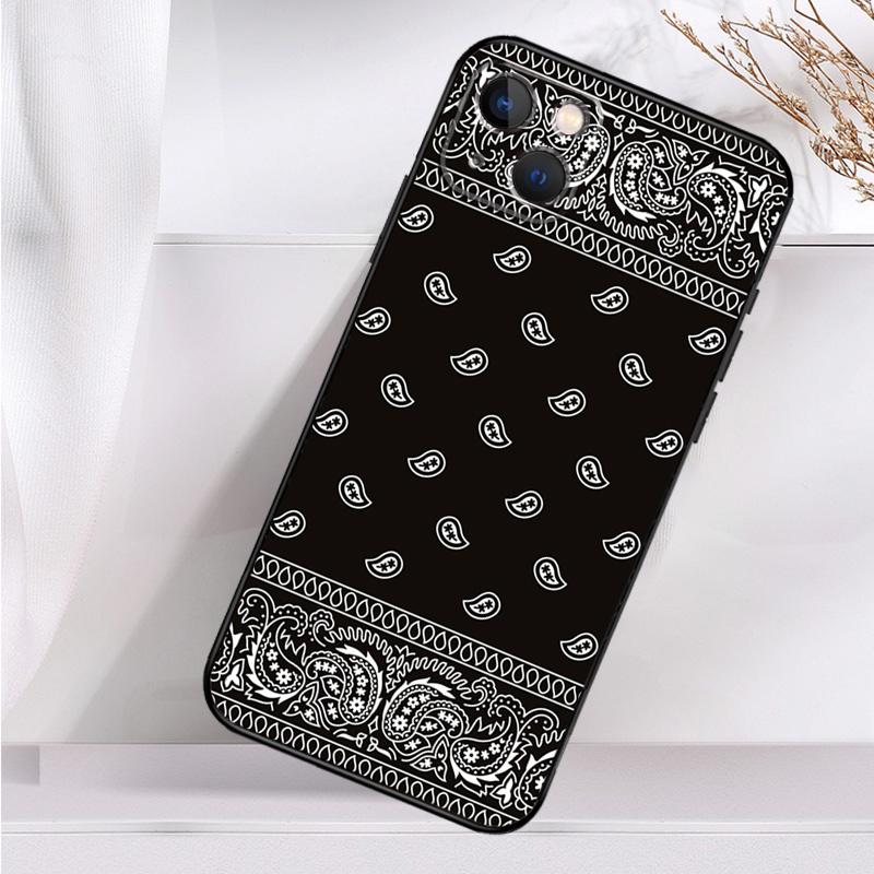 Black Bandana Paisley Shockproof Case For iPhone 17 16 15 14 11 Pro Max Plus 12 13 Mini 16e 17 Air Phone Cover