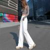 Autumn Straight-Leg High-Waisted Extra-Long White Wide-Leg Jeans for Women: Slim, Loose, Floor-Length Fit