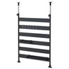 Tension Kitchen Rack, 46cm Wide X 10cm Deep X 72-115cm High, Hanging/Placing, Heat-Resistant, 6 Hooks, 2 Trays, Assembly Required, Black, RTK-