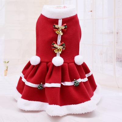 Weihnachtskleid für Hunde, Winter, warme Hundekleidung, Rock, rotes Haustierkleid für kleine Hunde, Welpen, warmer Fleecerock für Weihnachten