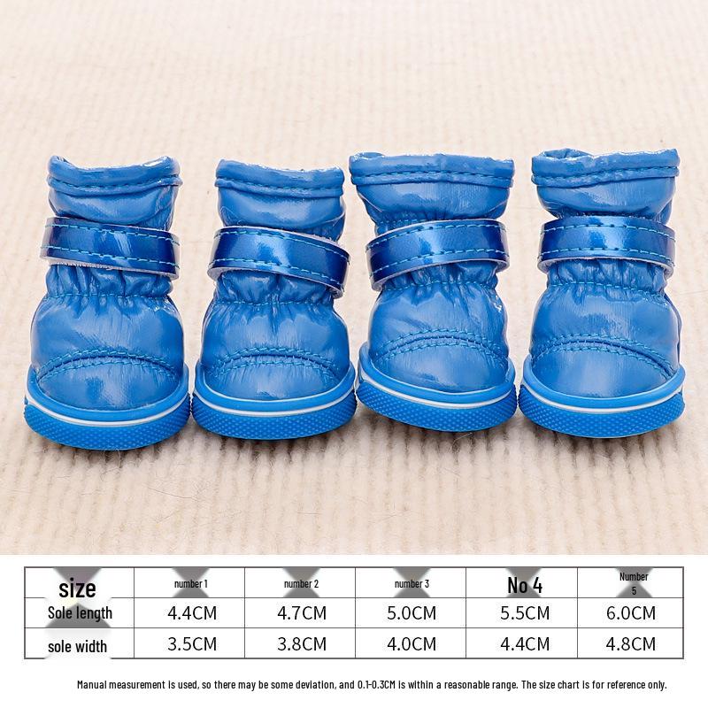 

Маленькие хлопковые зимние ботинки для собак: Теплая обувь для питомцев на осень и зиму - 4 шт. Size 2 темно-синий