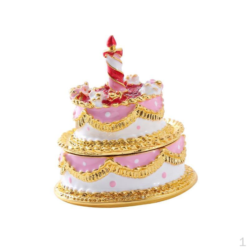 

Двухслойный торт ко дню рождения, эмалированная шкатулка для украшений, безделушка, металлическое ремесло, модные декоративные ожерелья