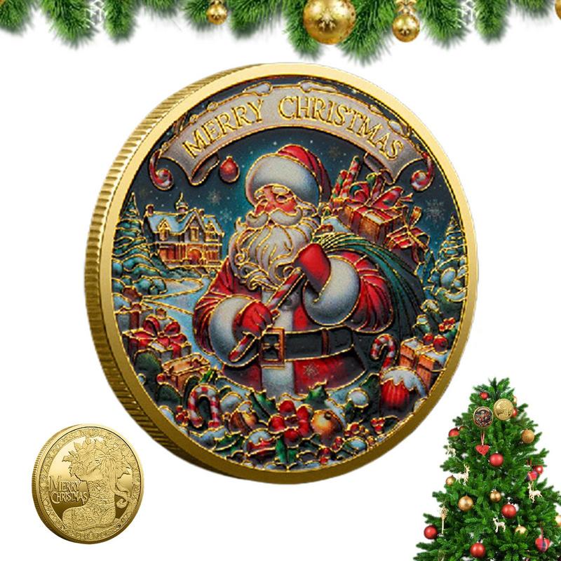 Christmas Coin Commemorative Coin Collection Crafts Santa Claus Pattern Collection Coin Christmas Decorations Commemorative Coin