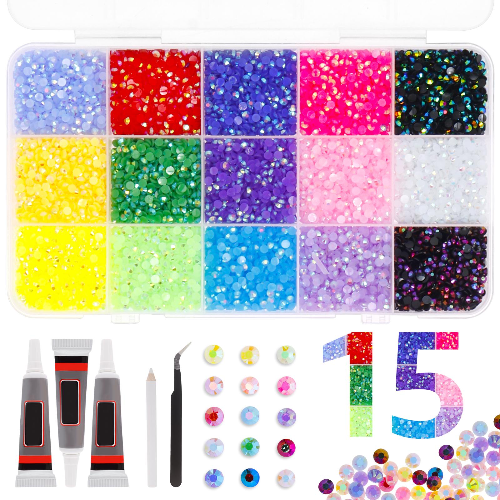 

18000/32000Pcs Resin Rhinestone Tools Set Non-Hotfix Flatback Crystal Resin Stone Glue on DIY Decoration Nails Crafts with Tools