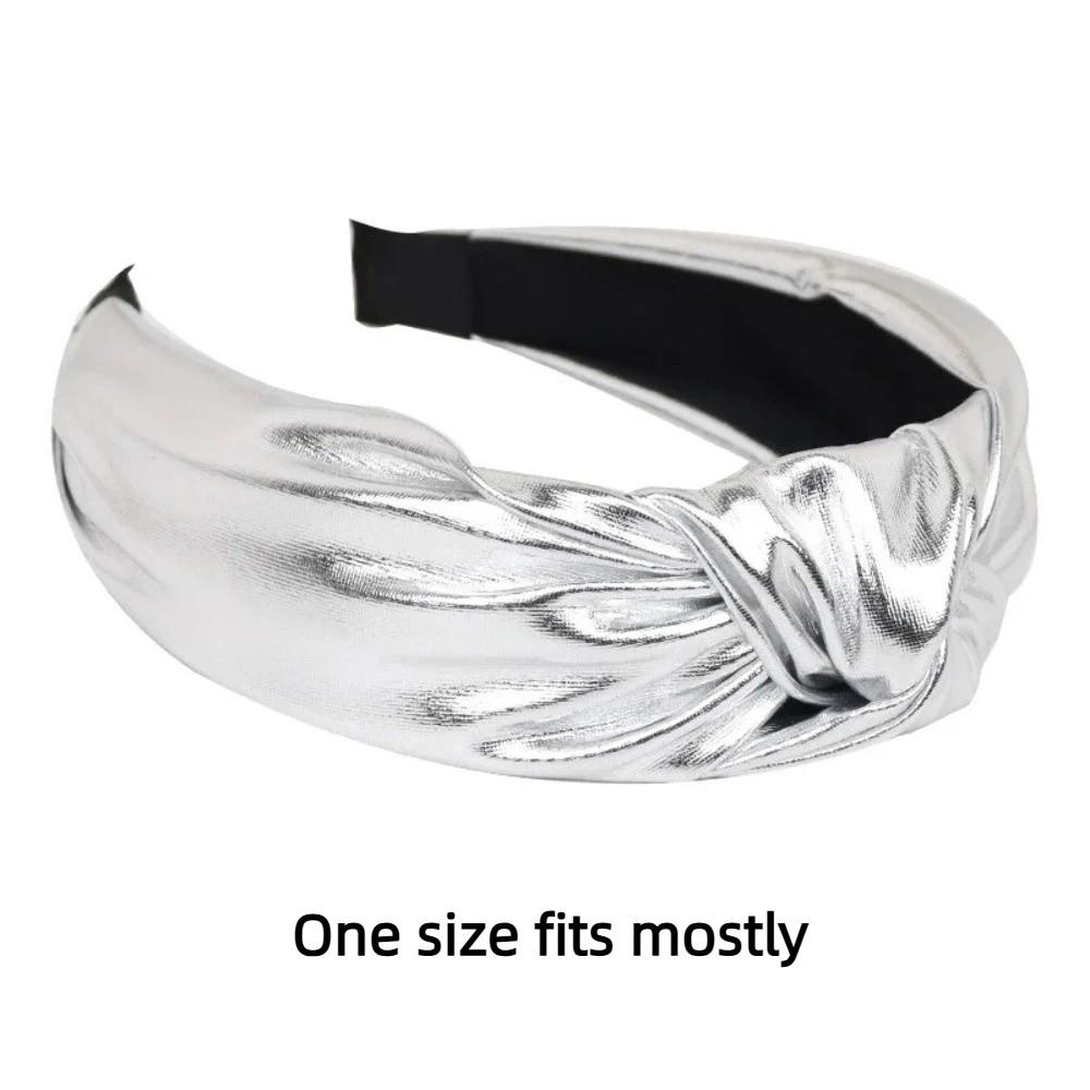 Synthetic Leather Travel Headband Shiny Lady Hairband Fashion Knot Head Hoop  For Women Girls