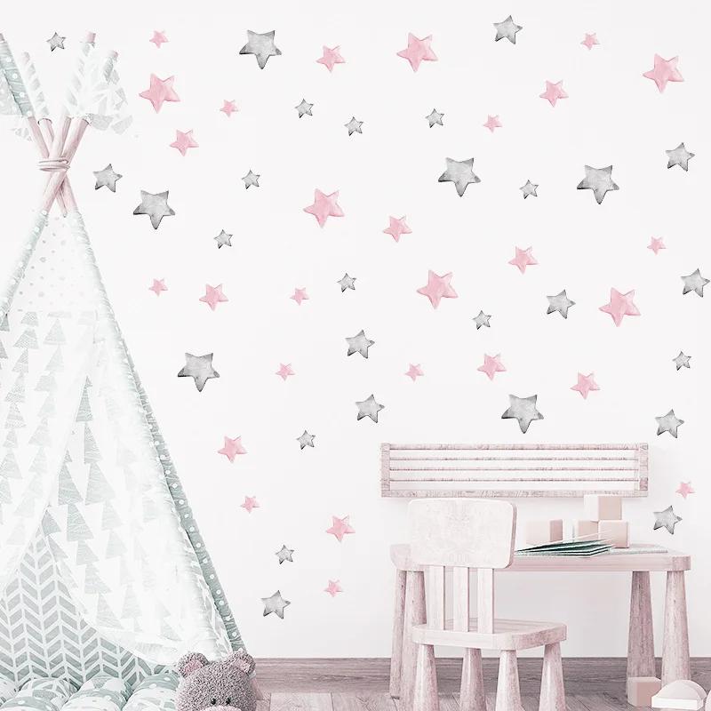 1pc Painted Pink Grey Stars DIY Wall Stickers Removable Vinyl Wall Decals for Kids room Girls Bedroom Decor Wall Decoration
