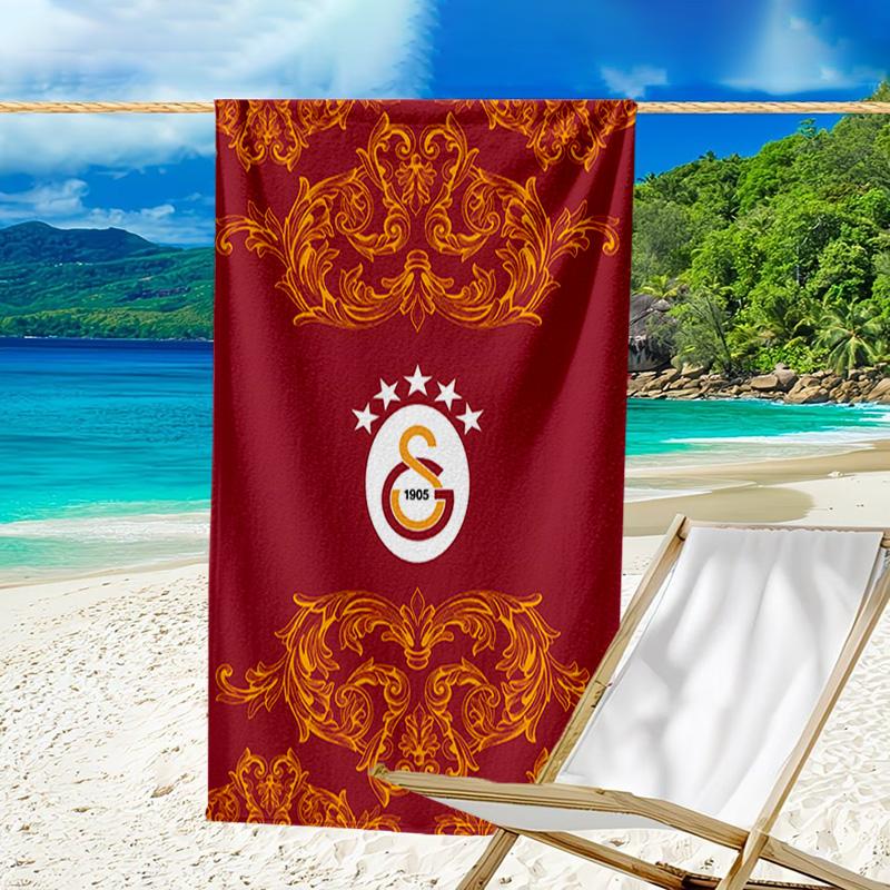 1 Stück Fußballmannschaft (2) Strandtuch, Strand- und Meeresufer-Schwimmbadausstattung, Modisches Muster, Rechteckig, Reiseutensilien