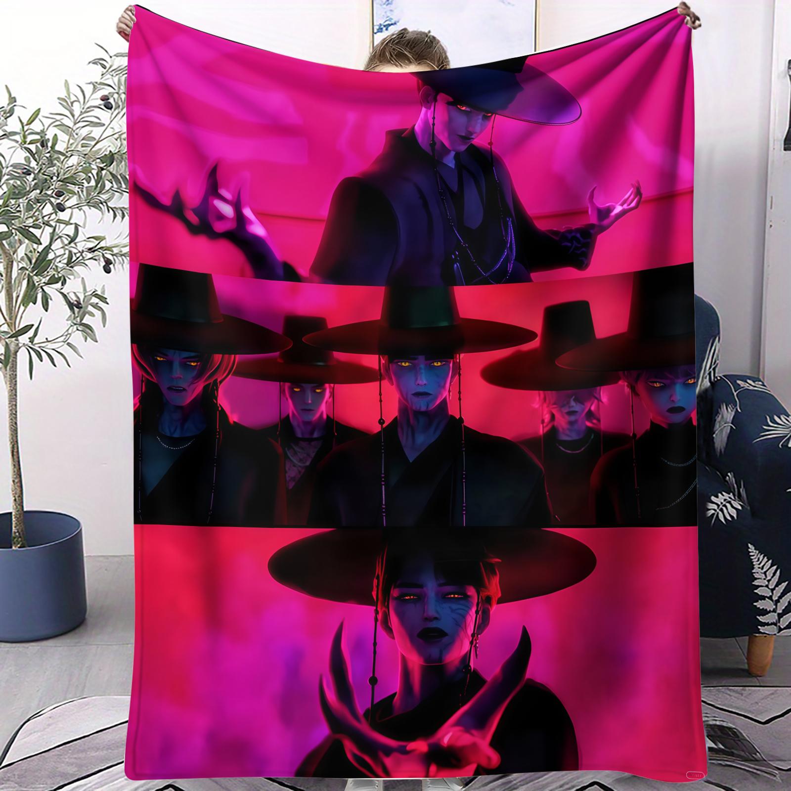 

Popular Kpop Demon Hunter Saja Boy Blanket Girl Boy Plush Blanket Anime Plush Soft Blanket Bed Bedroom Office Car Nap Decoration 70x100cm