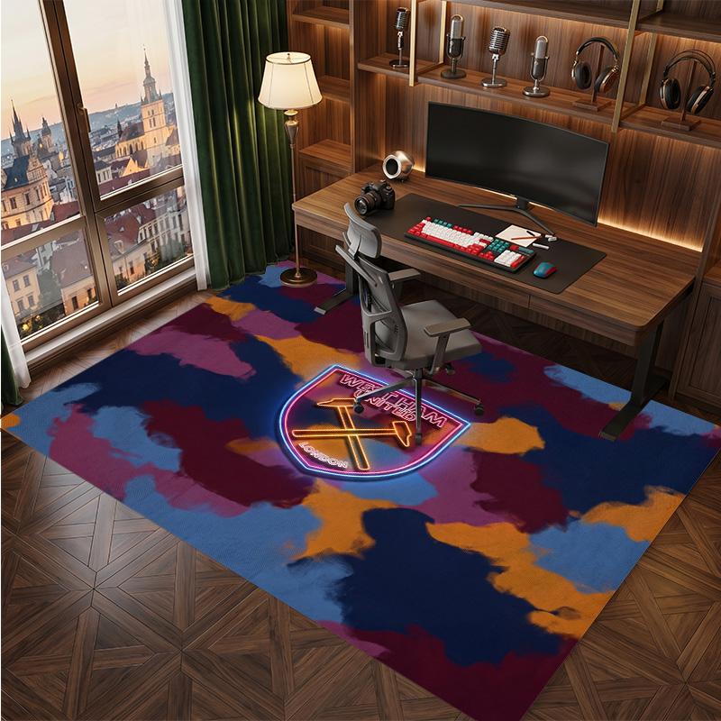West Ham United Football Print Crystal Velvet Rug, Comfortable Water Absorbent Non Slip Indoor Floor Carpet