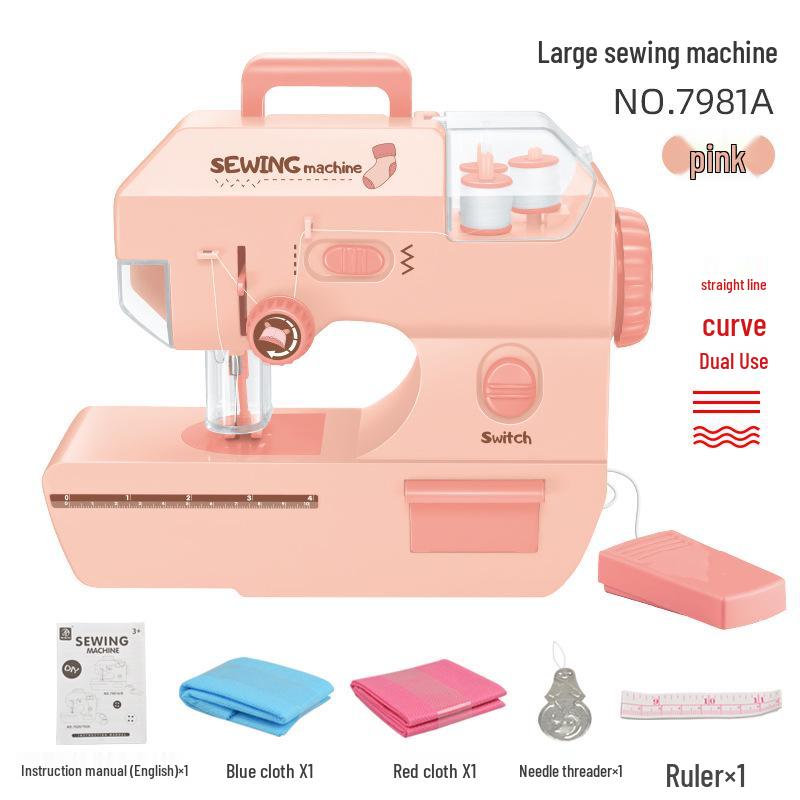 Electric Sewing Machine Toy for Kids: Mini Pretend Play Appliance for Girls, Kindergarten Fun, Parent-Child Handmade Activity