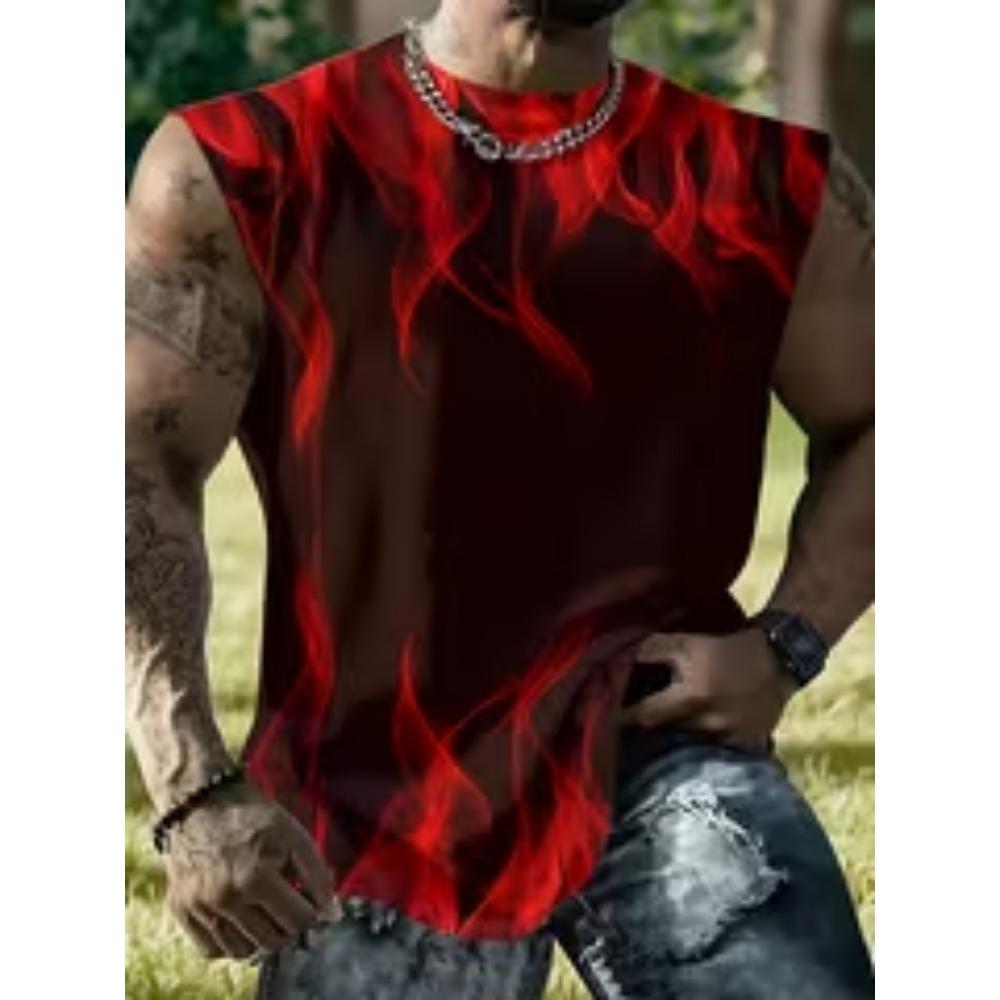 [Breathable Comfortable Vest] Print Design-Not Textured Men s Multicolor Print Cartoon Pattern Comfortable Breathable S