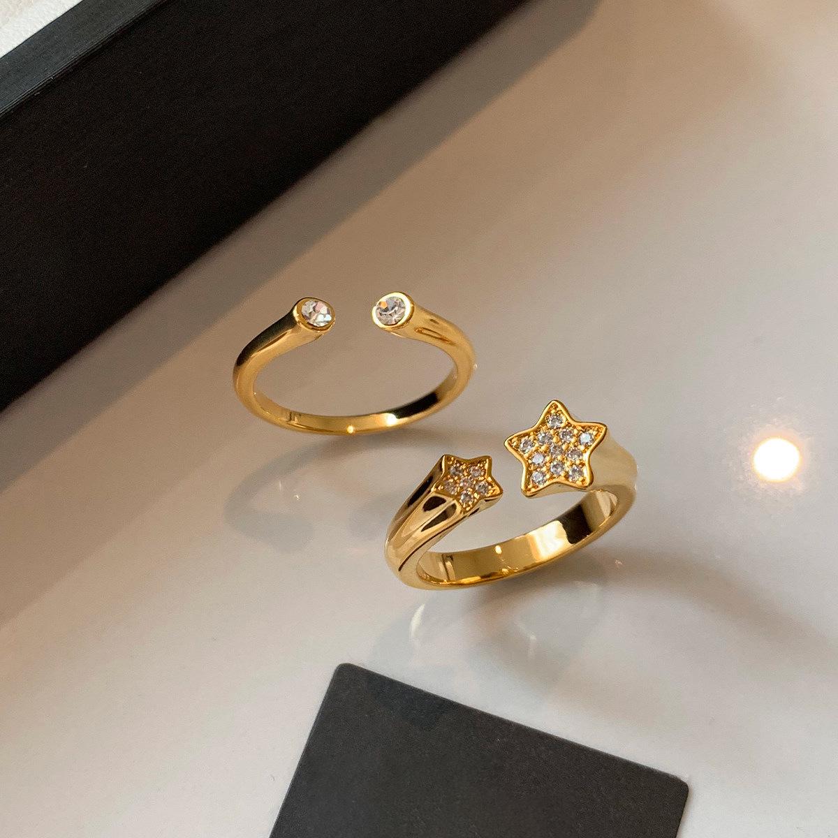 

18k Gold Plated Zirconia Star Ring - Korean Style, High-End Trend, Cold Aesthetic Jewelry for Women