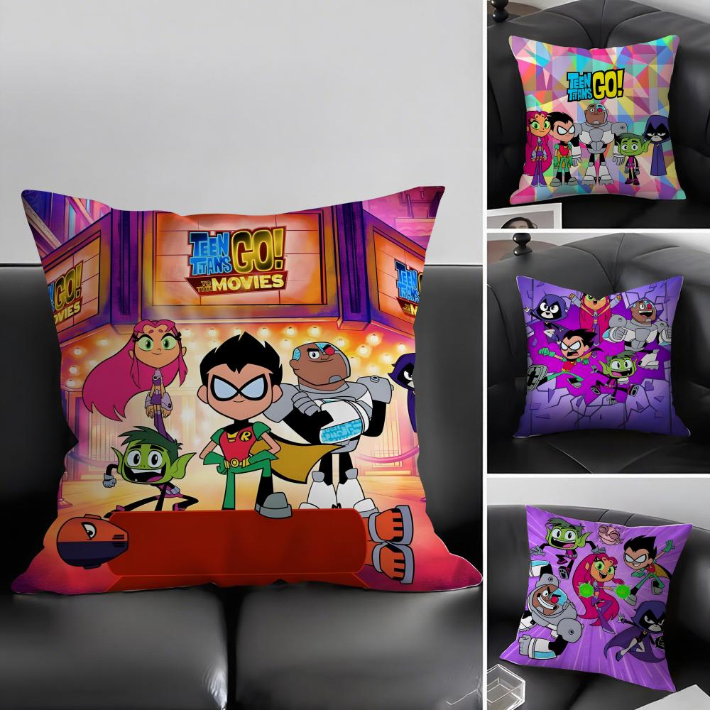 TTeen TitansS GGo Cartoon Cushion Cover Pillowcase Ultra Soft Skin Friendly Fabric Cloud Like Comfort Concealed Zipper