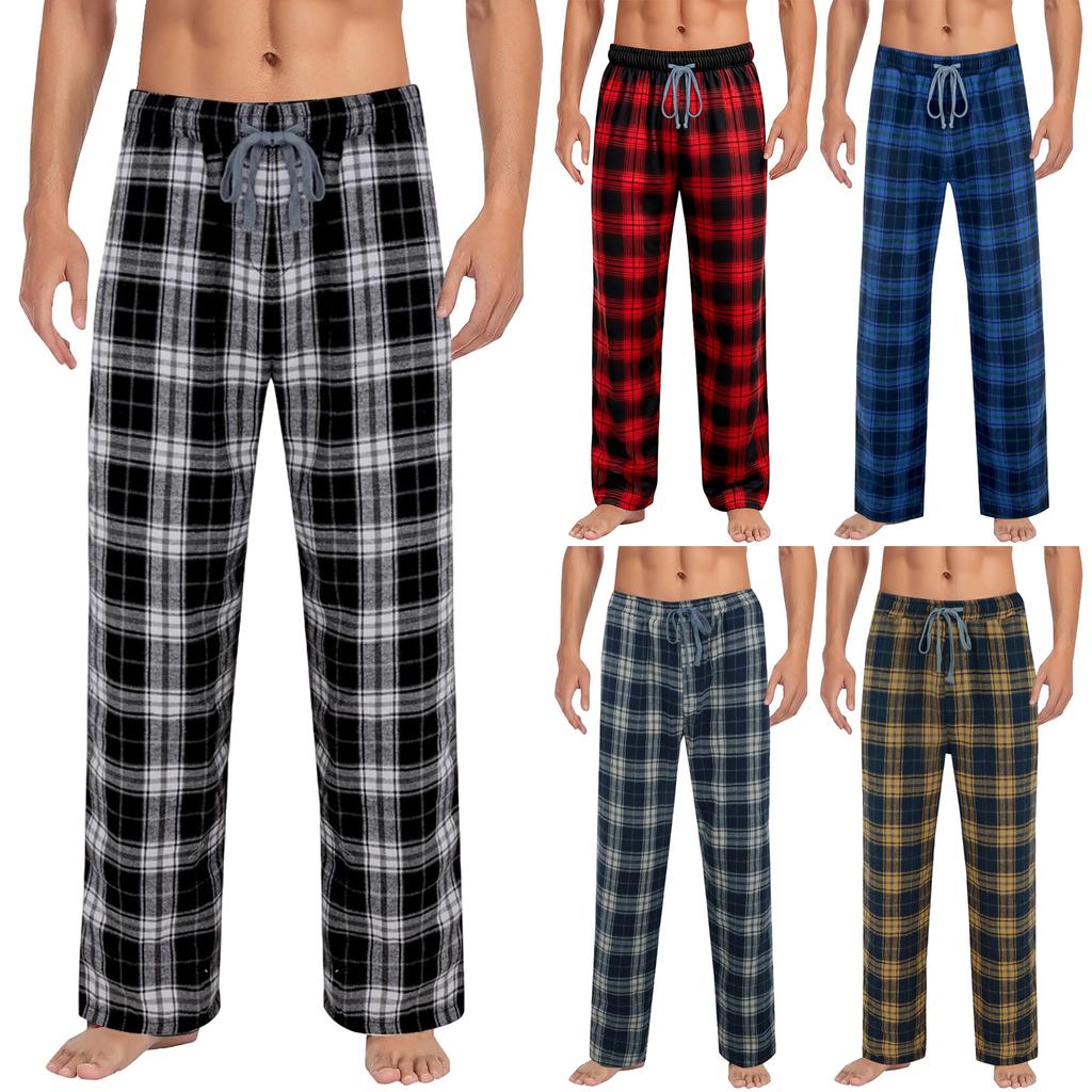 Men's Plaid Stripe Casual Pants Men's Casual Fashion Pajama Pants