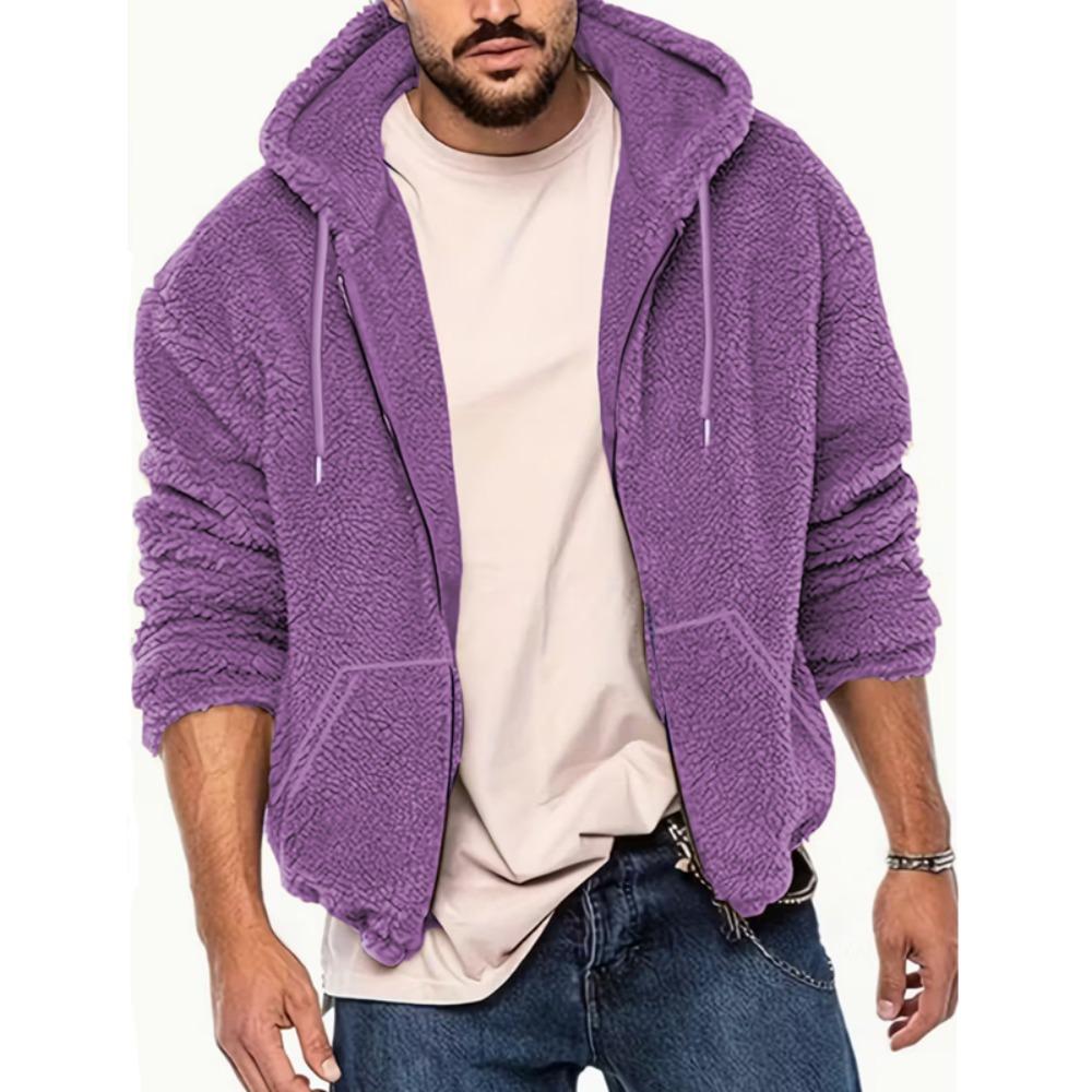 Herbst Winter Herren Fleece Kapuzenjacke Europäischer Stil 2025 Winter Reißverschluss Taschen Klassische Basic Oberteile Oberbekleidung Khaki Bequeme Jacken Neu