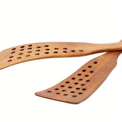 3pcs Multifunctional Household Wooden Spatula, Non-Stick Turner, Pancake Cooking Shovel, Wooden Slotted Turner, Slotted Spatula, Kitchen Gadgets