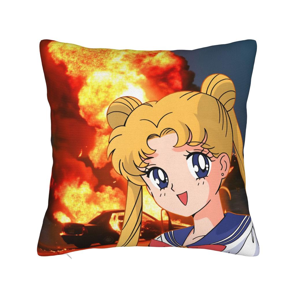 Sailor Moon Kawaii Meme Pillow Case Soft Pillow Cover Vintage Pillowcases For Sofa Home Decoration