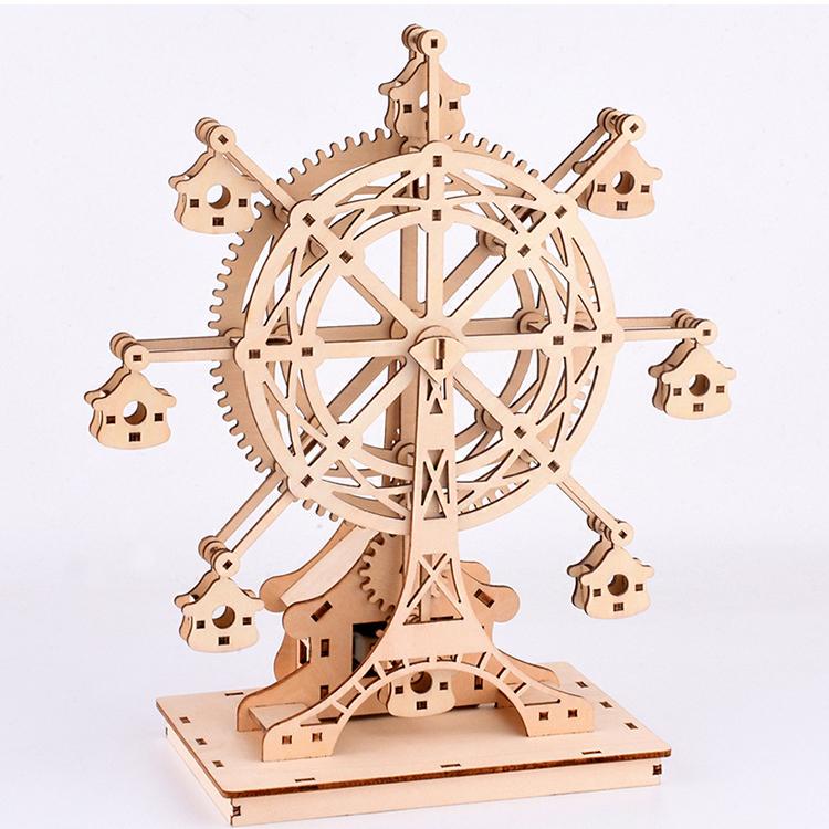 Children's Wooden Custom Puzzle Wooden DIY Music Box Music Box Ferris Wheel 3D Puzzle