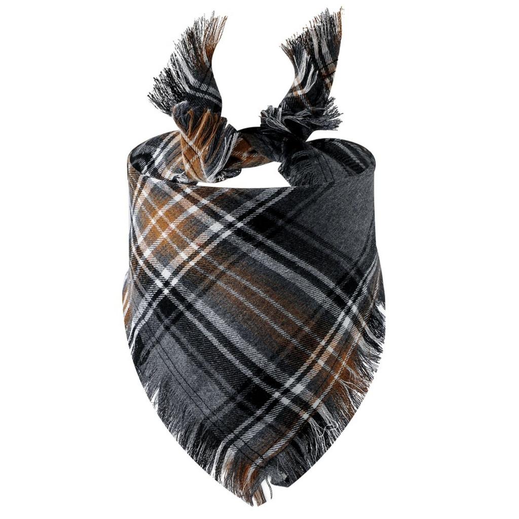 Vivifying Fall Dog Bandana With Tassels Edges, Classic Plaid Dog Scarf, Funny Dog Apparel & Accessories Costume For Photo Prop, And Party Decor