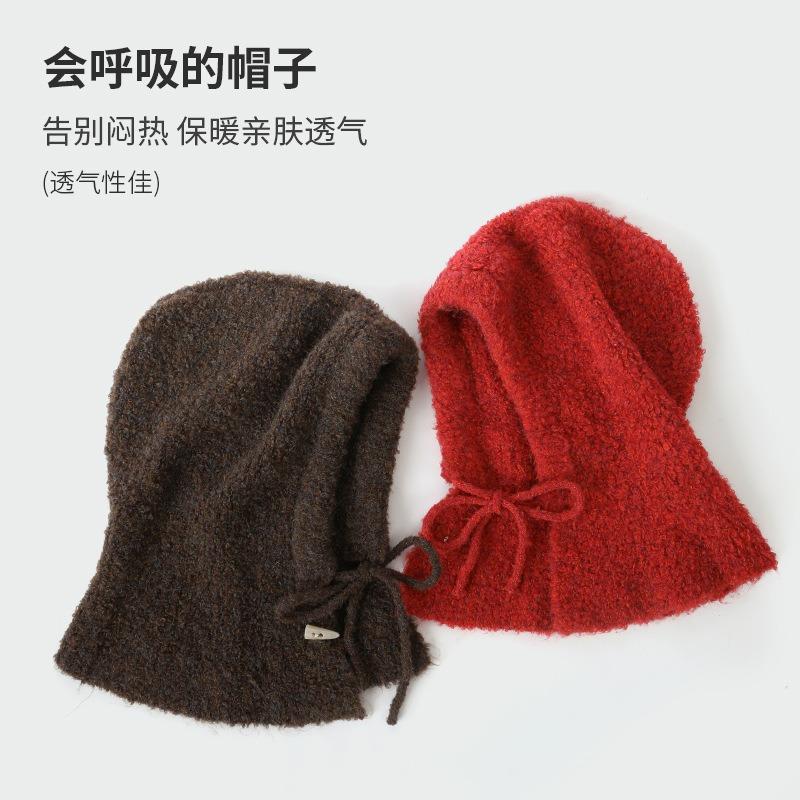 Balaclava Hat Women's New Autumn Warm Knitted Hat Scarf Integrated Neck Protection Ear Protection Wool Hat
