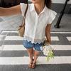 Camicette e camicie con collo a polo, maniche corte, stampa tinta unita, moda casual estate primavera