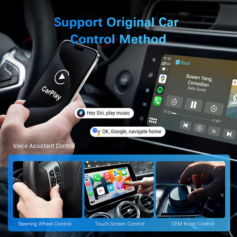 2in1 Wired To Wireless CarPlay Android Auto Adapter for OEM Car Stereo With USB Plug and Play
