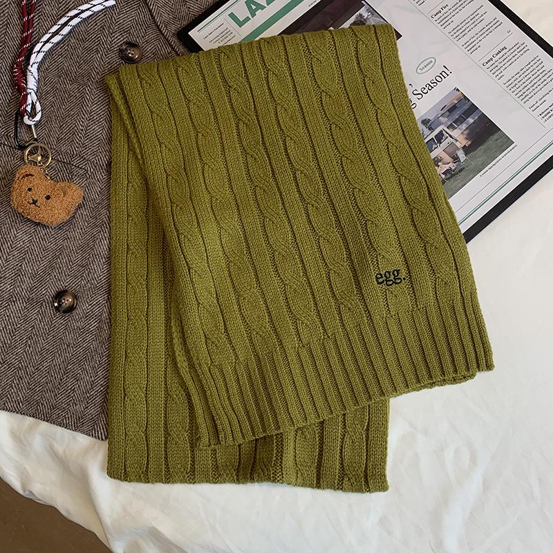 Luochi Wool Blend Embroidered Cable Knit Scarf: Retro Autumn/Winter Style Neck Gaiter for Women & Men 135-175CM