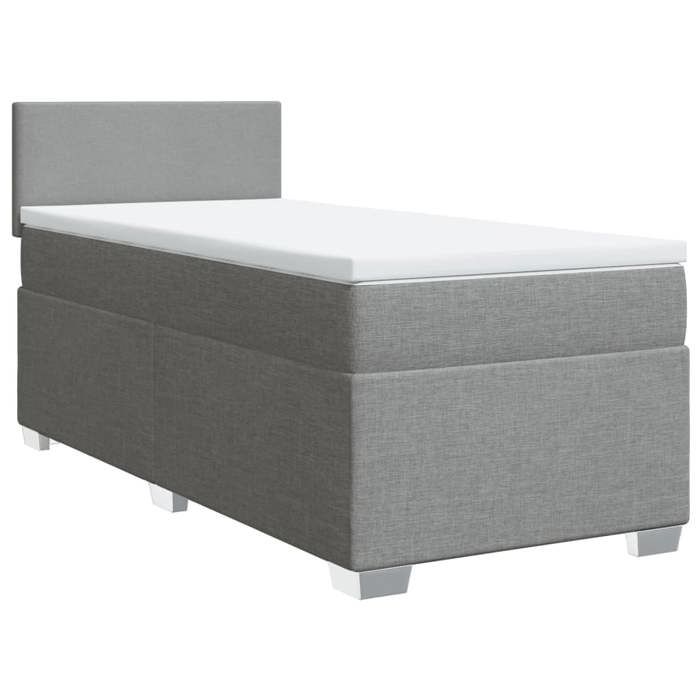 Exclusive House - Slatted Bed Base with Light Grey Mattress 80x200 Cm Fabric