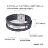 Men Bracelet Stainless Steel Charm Button Clasp Leather Bracelets For Men Punk Jewelry Hip Hop Rock