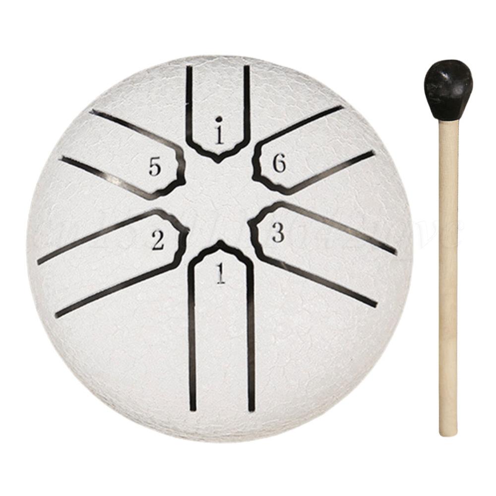 3 Inch Percussion Steel Tongue Drum Glucopon Music Drums 6-Tone Hang Drum Percussion Musical Instrument Mini Handpan Drum Gift