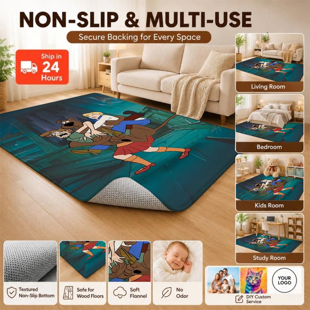 Scoobydoo Gang Together Theme Rug Soundproof Noisereducing Carpet For Living Room Bedroom Office Home Decor Birthday Gift