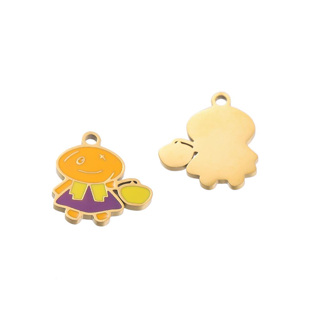 1pcs Stainless Steel Cartoon Halloween Enamel Charms Pumpkin Skeleton Ghost Bat Cat Pendants for DIY Jewelry Making Accessories