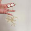 Silver needle fabric flower pearl fringed earrings super fairy temperament versatile stud earrings niche fashion high sense earrings women