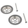 2 Set Bath Hole Spare With Screw 70mm Silver Lids + Screws Stainless Steel