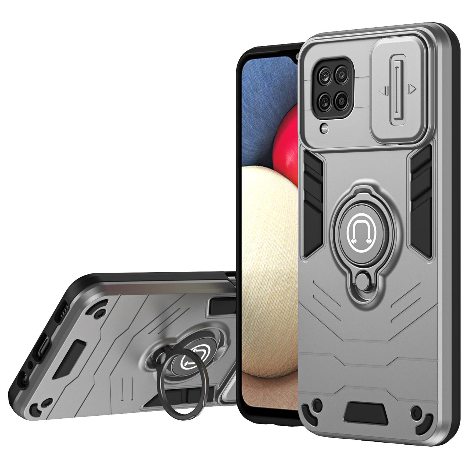 

Для Samsung Galaxy A12 чехол Slide Camshield Kickstand PC+TPU чехол для телефона Grey