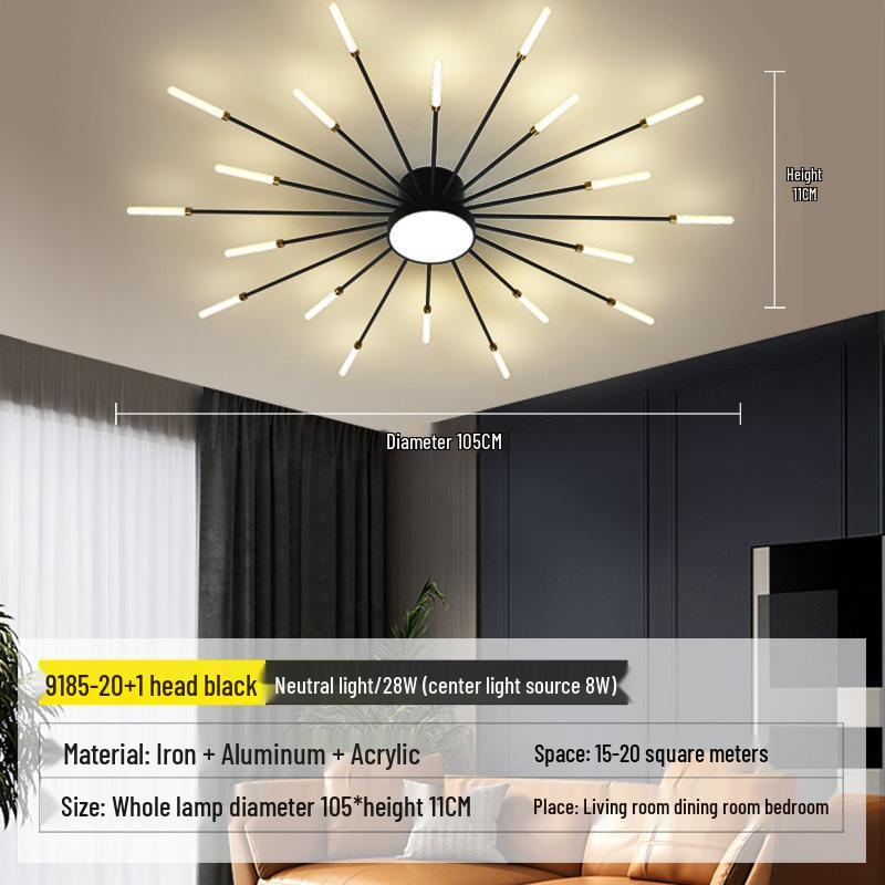 Nordic Fireworks Rotating LED Ceiling Light - High-End Living Room and Bedroom Lighting