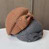 European And American Temperament Wool Beret Women'S Bow Mesh Rhinestone Stewardess Hat Elegant Styling Felt Top Hat