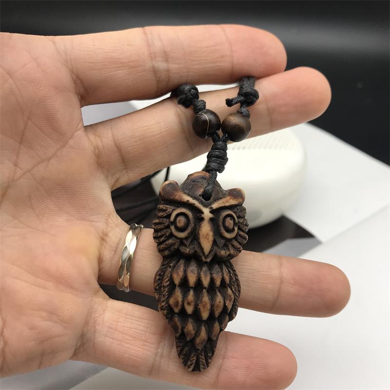 Owl Resin Pendant Necklace - Retro Charm for Students