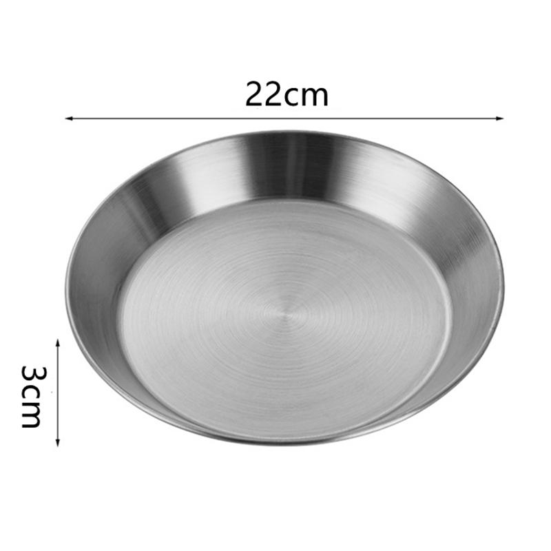 304 Stainless Steel Round Non-stick Cake Pan Pizza Baking Tray Steamed Food Barbecue Storage Plate Kitchen Tools