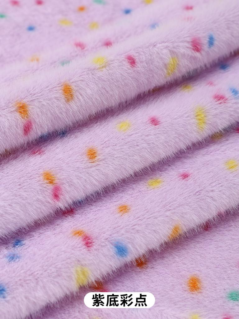 0.5/1/2 Yards Faux Fur Dot Printed Fabric for Sewing Cotton Dolls Warm Hats Plush Toys Decorative Cloth Handmade DIY Fabrics