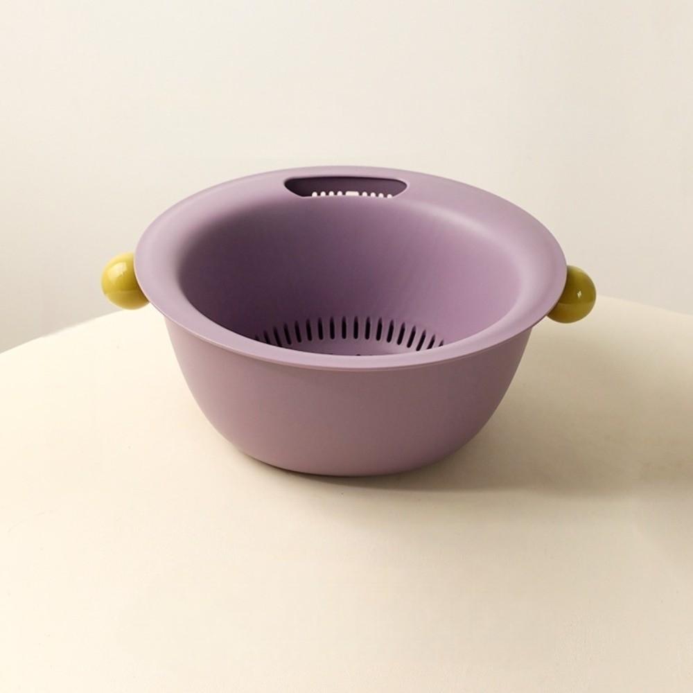 Double Layer Fruit Vegetable Washing Bowl Water-Filtering Basin Food Storage Container  Household