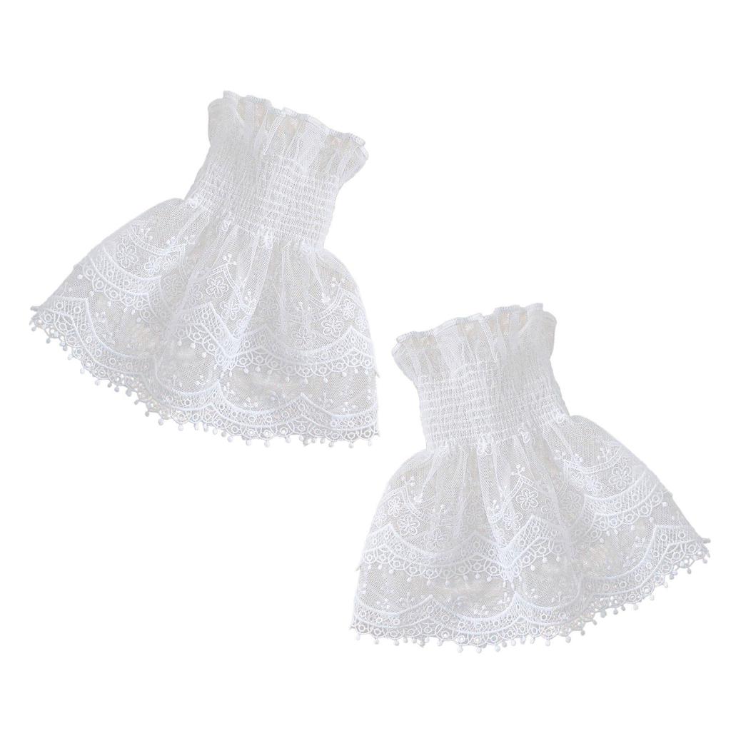 Lace Mesh Embroidered Double-Layer Sleeves with Cuffs 
