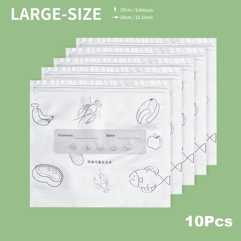 10Pcs Aluminum Foil Fresh-Keeping Bags Reusable Self Seal Packaging Bag Thickened Avoid Light Food Storage Bag Fruit